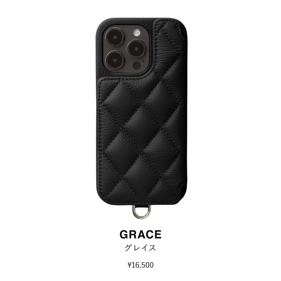 iPhone16スマートフォンケース DEMIU ブラック iPhone16pro用ジッパー