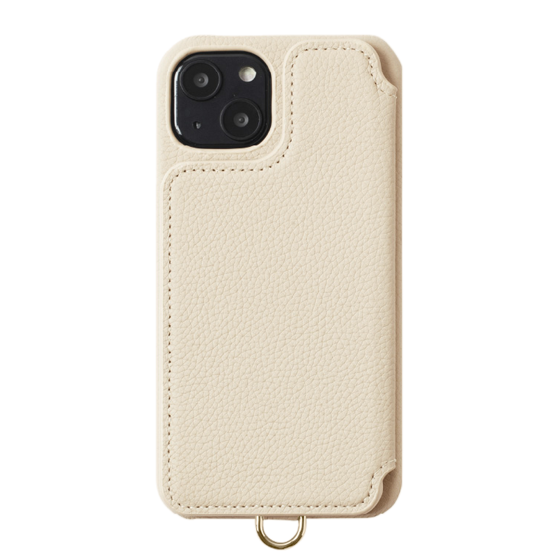 DEMIU ベージュ iPhone15proケース カードポケット付き iPhone15スマートフォンケース