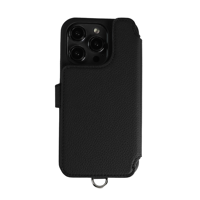 DEMIU ブラックレザー iPhone15ProMaxケース iPhone15ProMaxスマートフォンケース
