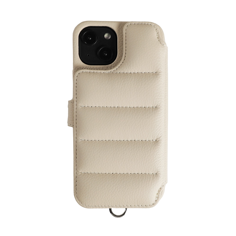 DEMIU ベージュ iPhone用ケース ストラップ付き iPhone14スマートフォンケース