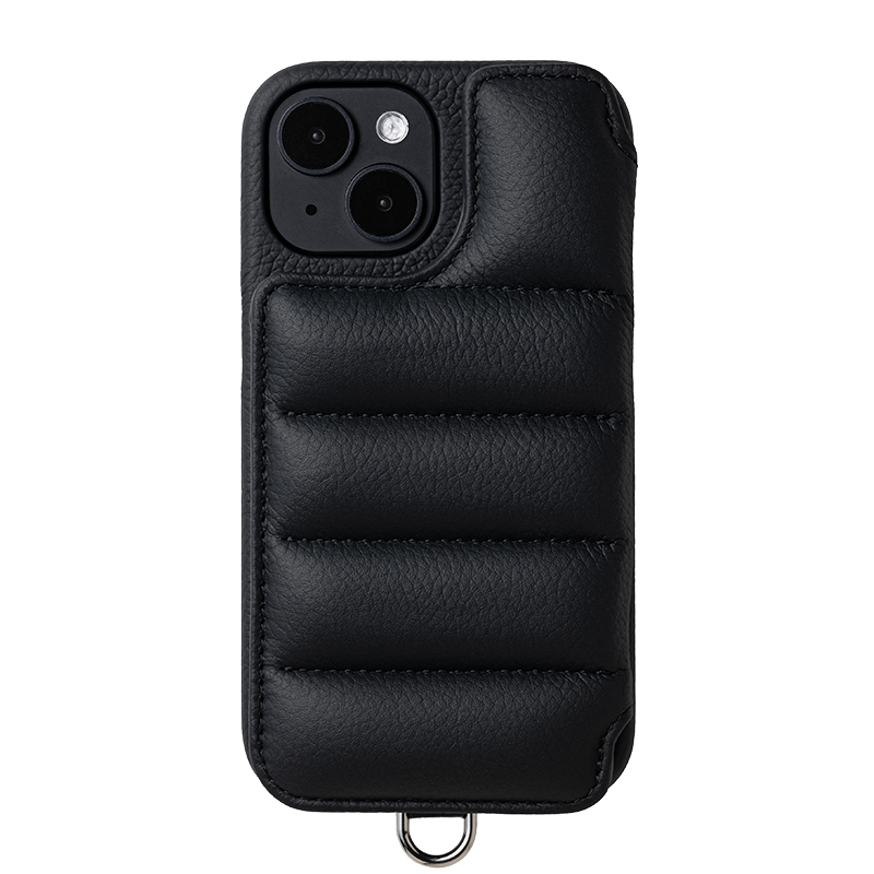【新品未使用】DEMIU ブラックスタッズiPhone13PRO デミウルーボ iPhone13Pro】 DEMIU デミュウ レザースマートフォンケース